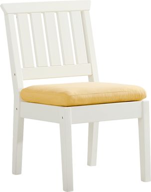 Eastlake White Outdoor Side Chair with Buttercup Cushions