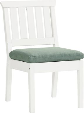 Eastlake White Outdoor Side Chair with Jade Cushion