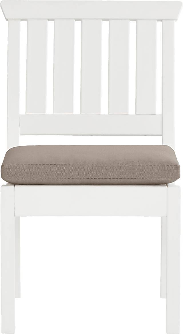 Eastlake White 5 Pc 71 in. Rectangle Outdoor Dining Set with Mushroom Cushions - Thumbnail - Image 5