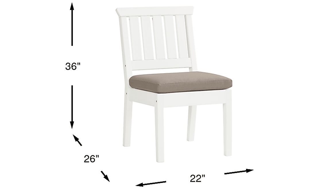 Eastlake White Outdoor Side Chair with Mushroom Cushion