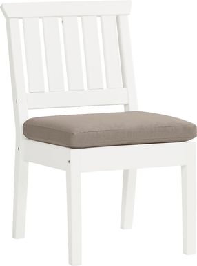 Eastlake White Outdoor Side Chair with Mushroom Cushion