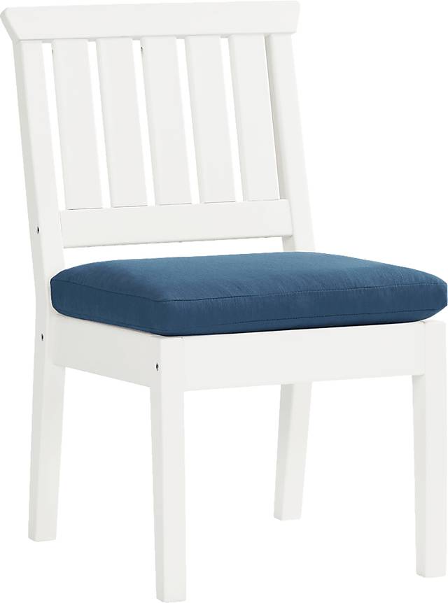 Eastlake White 7 Pc 71 in. Rectangle Outdoor Dining Set with Ocean Cushions - Thumbnail - Image 4