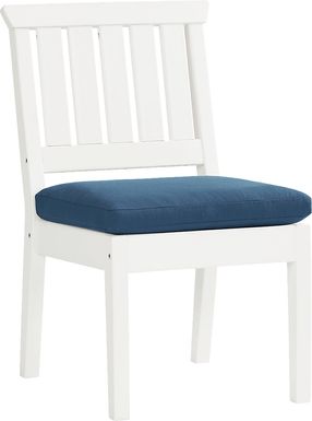 Eastlake White Outdoor Side Chair with Ocean Cushion