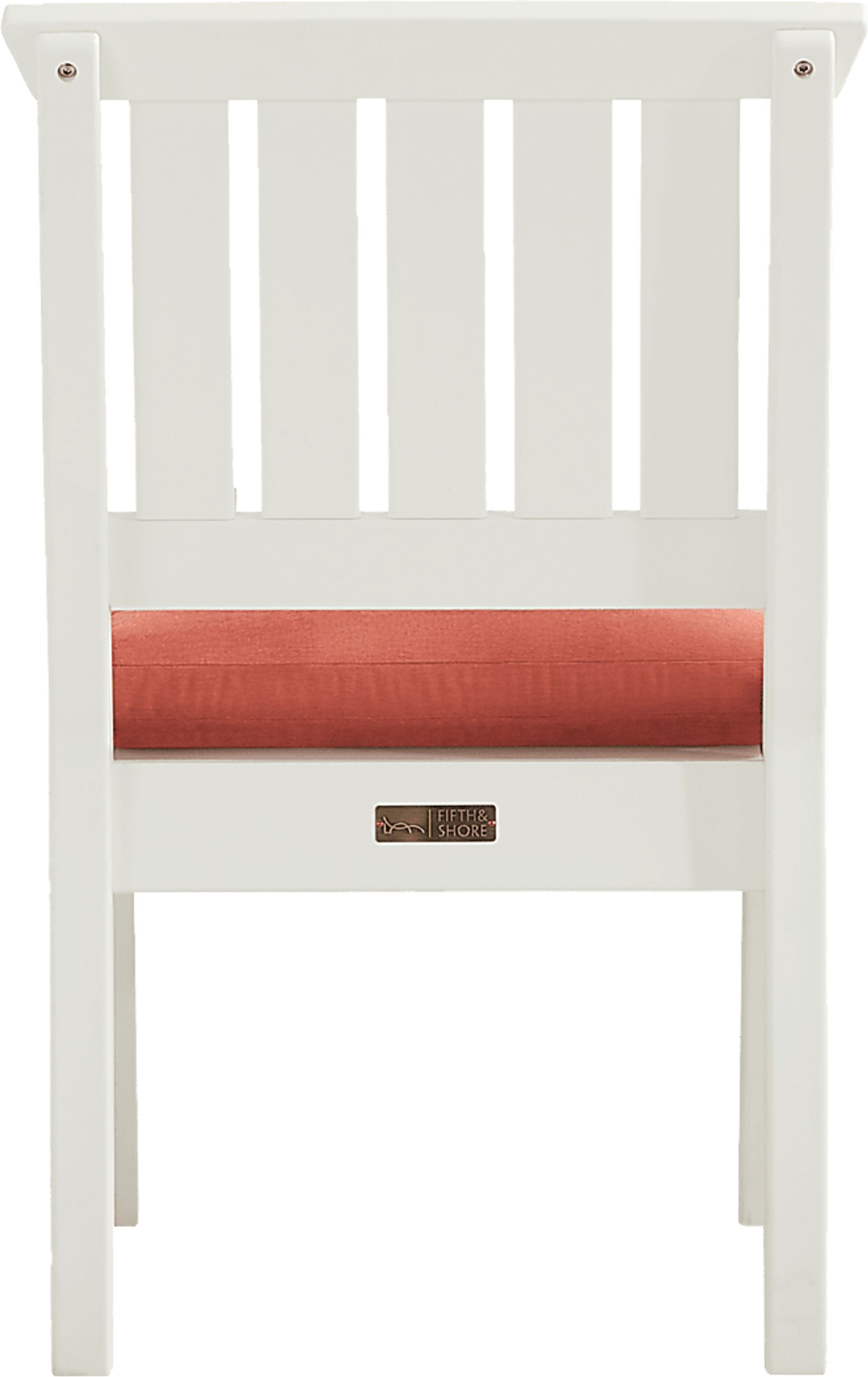 Eastlake White 5 Pc 71 in. Rectangle Outdoor Dining Set with Persimmon Cushions - Image 6