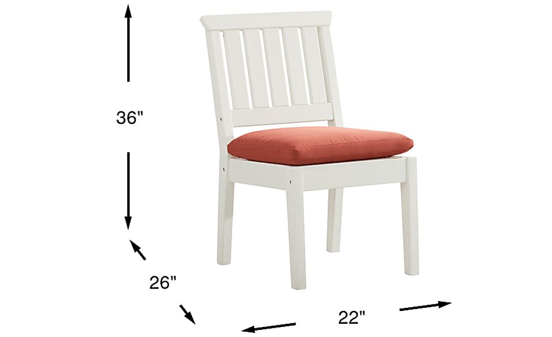 Eastlake White Outdoor Side Chair with Persimmon Cushion