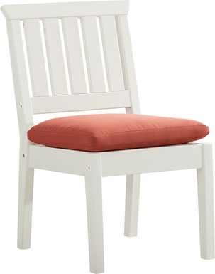 Eastlake White Outdoor Side Chair with Persimmon Cushion