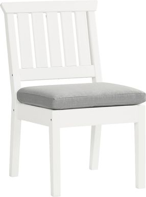 Eastlake White Outdoor Side Chair with Pewter Cushion
