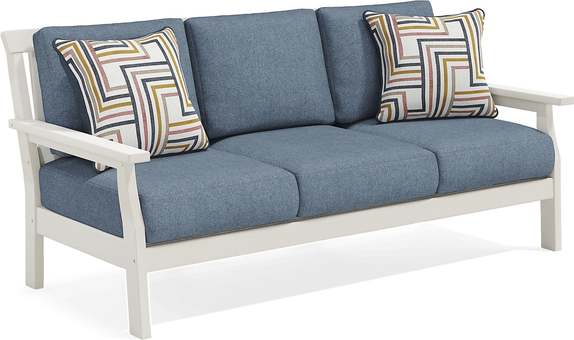 Eastlake White Outdoor Sofa with Agean Cushions - Image 3