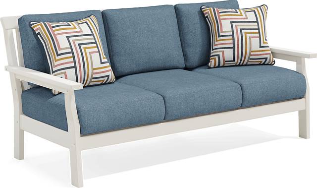 Eastlake White Outdoor Sofa with Agean Cushions - Thumbnail - Image 3