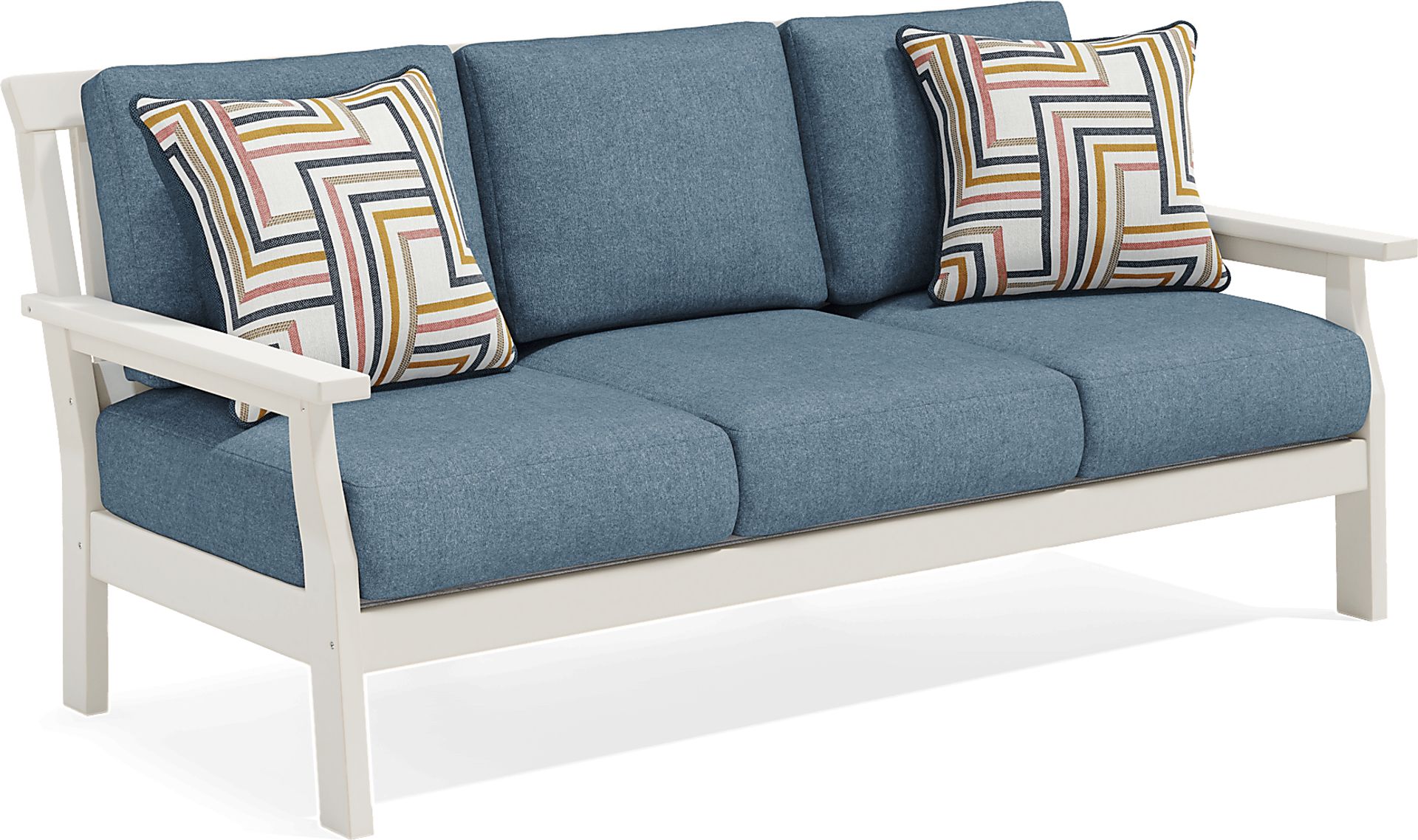 Eastlake White Outdoor Sofa with Agean Cushions - Image 3