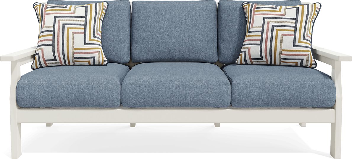 Eastlake White Outdoor Sofa with Agean Cushions