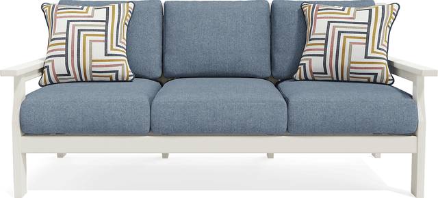 Eastlake White Outdoor Sofa with Agean Cushions - Thumbnail - Image 1