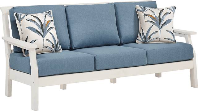 Eastlake White Outdoor Sofa with Agean Cushions - Thumbnail - Image 3