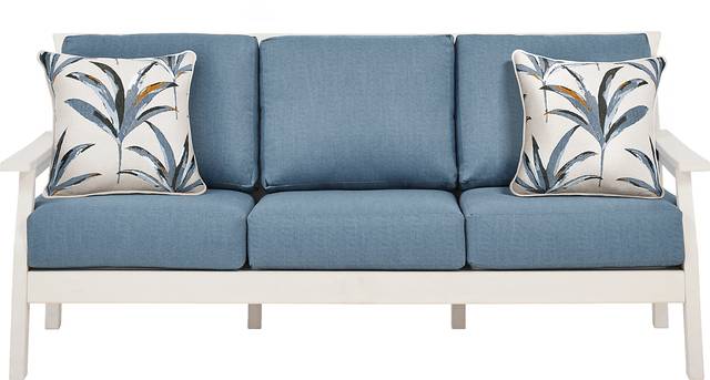 Eastlake White Outdoor Sofa with Agean Cushions - Thumbnail - Image 1