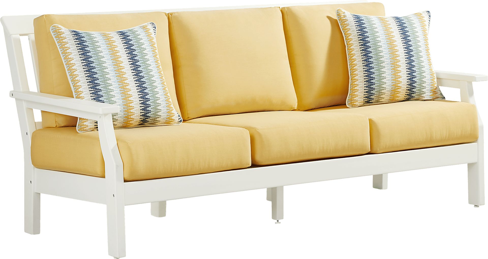 Eastlake White 4 Pc Outdoor Seating Set with Buttercup Cushions - Image 3