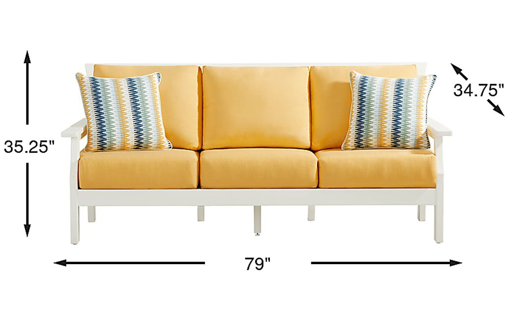 Eastlake White Outdoor Sofa with Buttercup Cushions