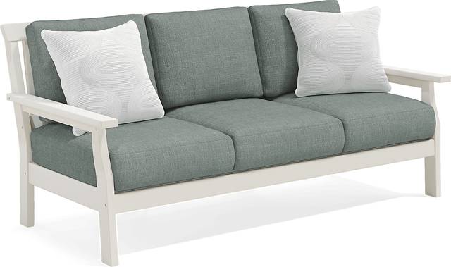 Eastlake White Outdoor Sofa with Jade Cushions - Thumbnail - Image 3