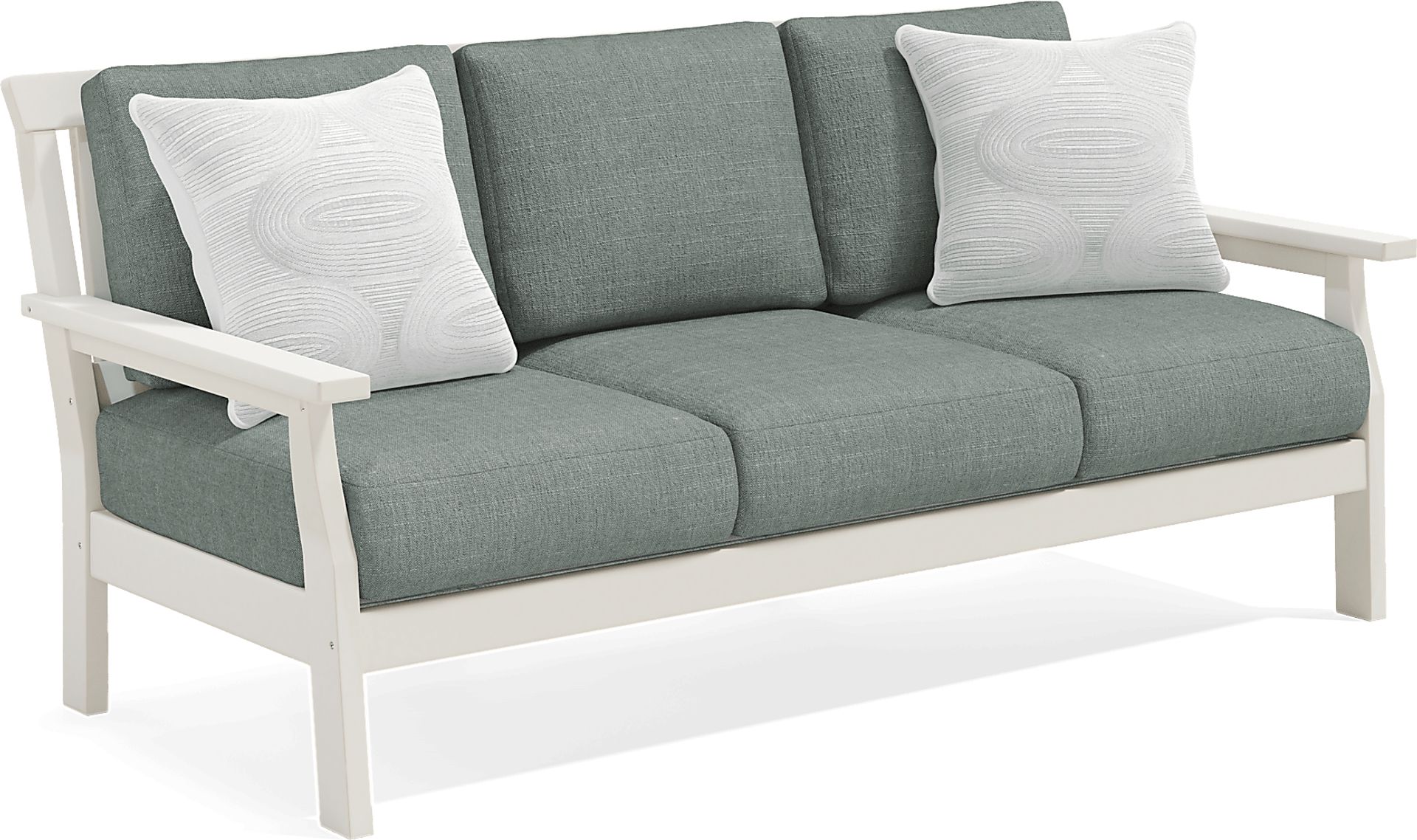 Eastlake White Outdoor Sofa with Jade Cushions - Image 3