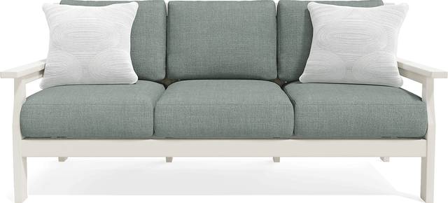 Eastlake White Outdoor Sofa with Jade Cushions - Thumbnail - Image 1