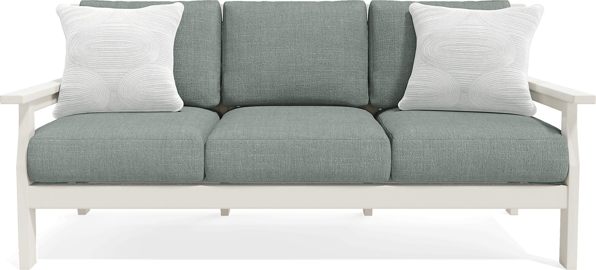 Eastlake White Outdoor Sofa with Jade Cushions - Image 1
