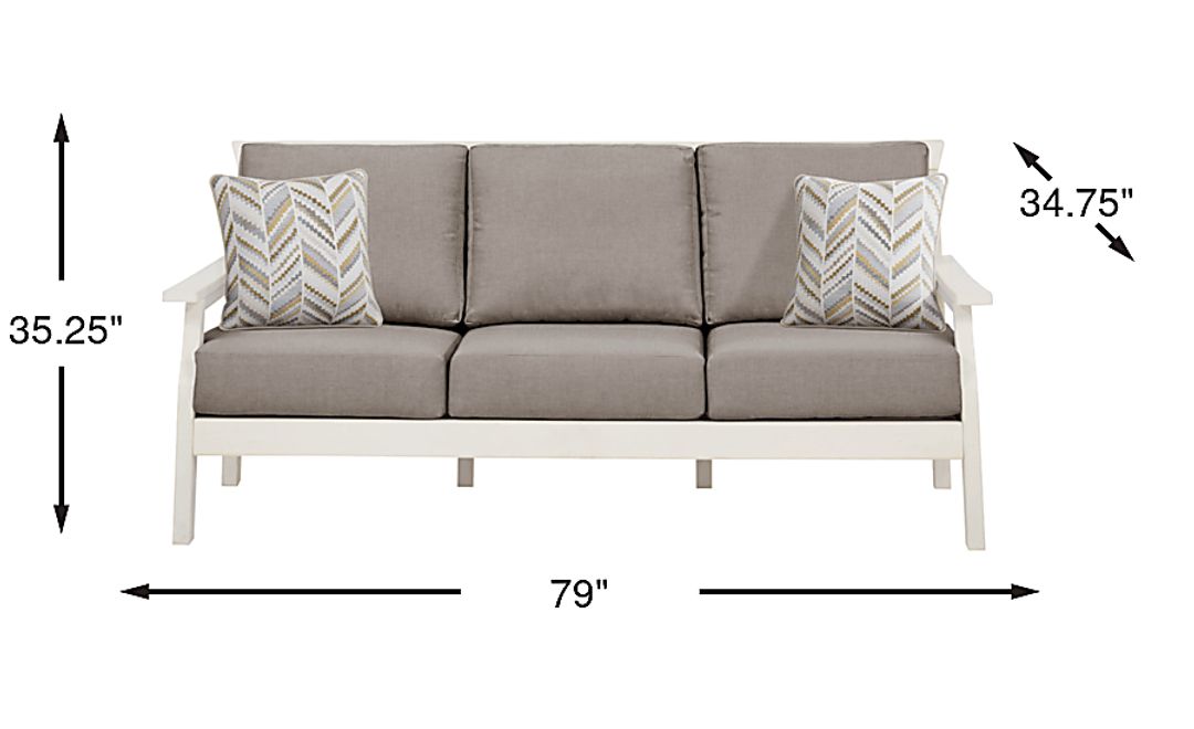 Eastlake White Outdoor Sofa with Mushroom Cushions