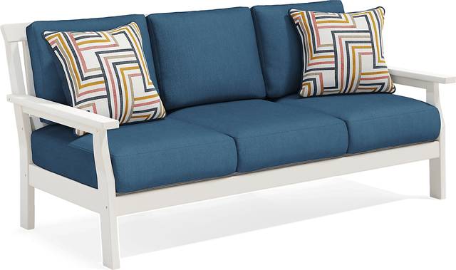 Eastlake White Outdoor Sofa with Ocean Cushions - Thumbnail - Image 3