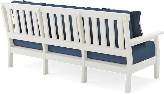Eastlake White Outdoor Sofa with Ocean Cushions - Thumbnail - Image 4