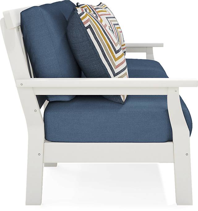 Eastlake White 4 Pc Outdoor Seating Set with Ocean Cushions - Thumbnail - Image 5