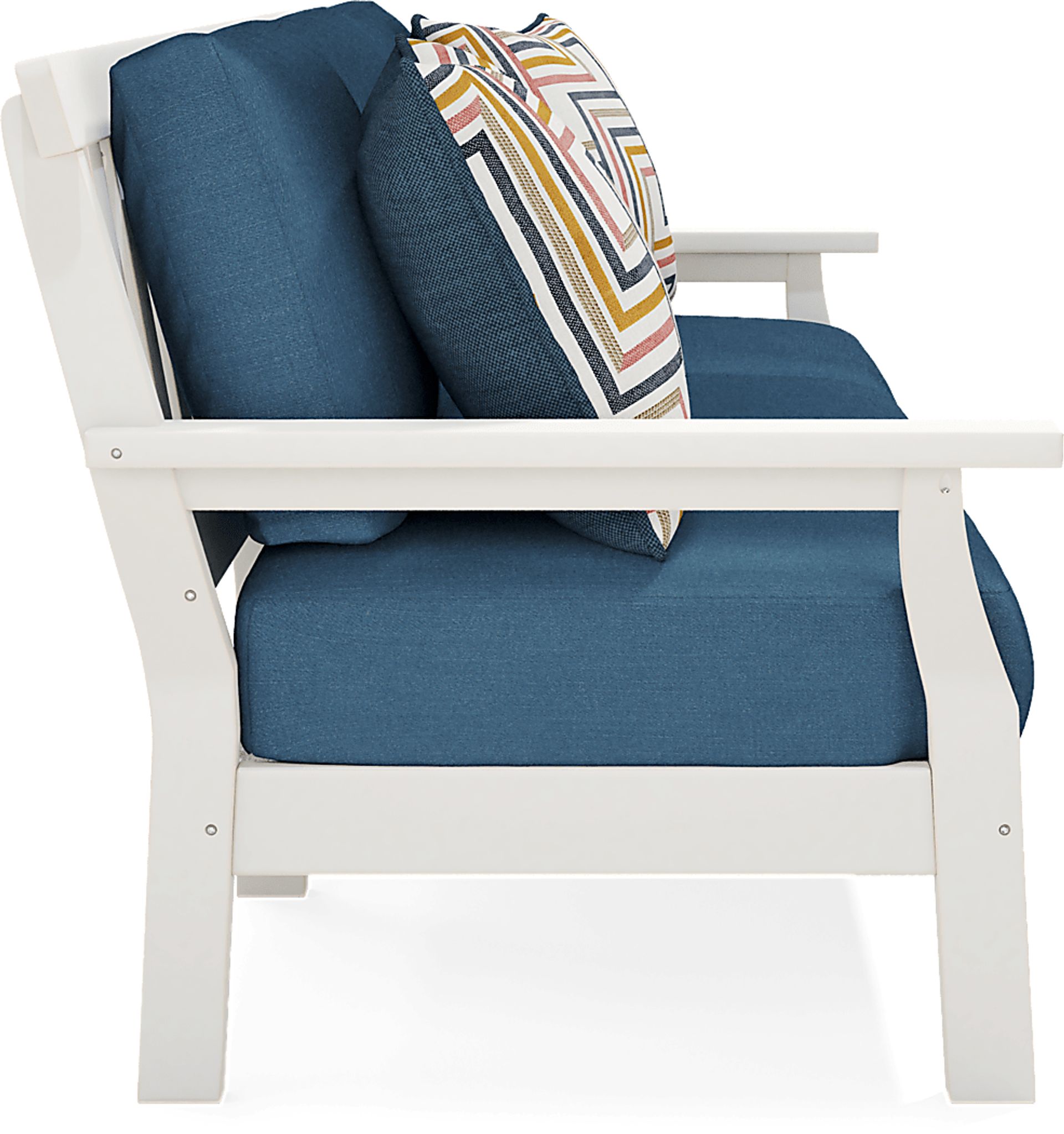Eastlake White Outdoor Sofa with Ocean Cushions - Image 5