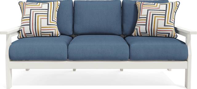 Eastlake White Outdoor Sofa with Ocean Cushions - Thumbnail - Image 1
