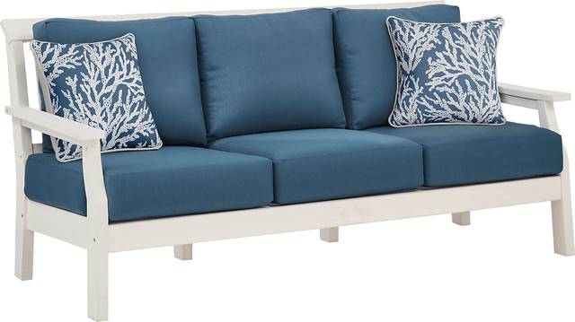 Eastlake White Outdoor Sofa with Ocean Cushions - Thumbnail - Image 3