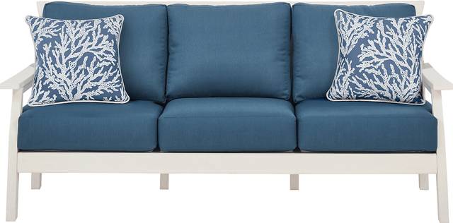 Eastlake White Outdoor Sofa with Ocean Cushions - Thumbnail - Image 1