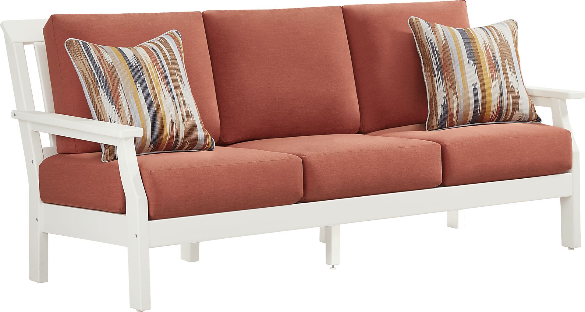 Eastlake White 4 Pc Outdoor Seating Set with Persimmon Cushions - Image 3