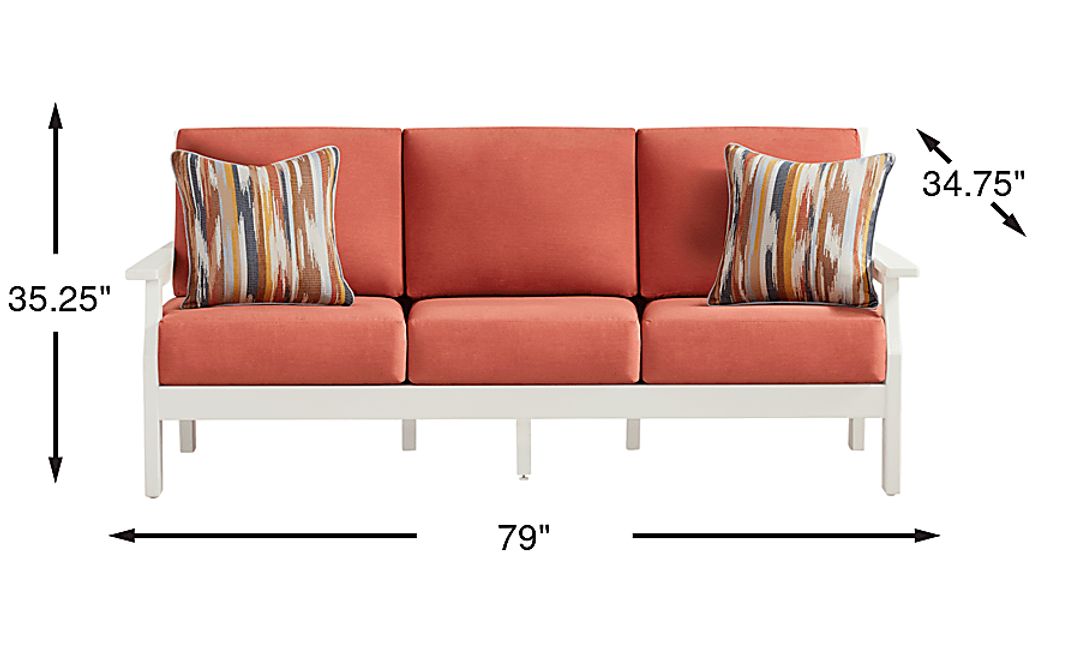 Eastlake White Outdoor Sofa with Persimmon Cushions