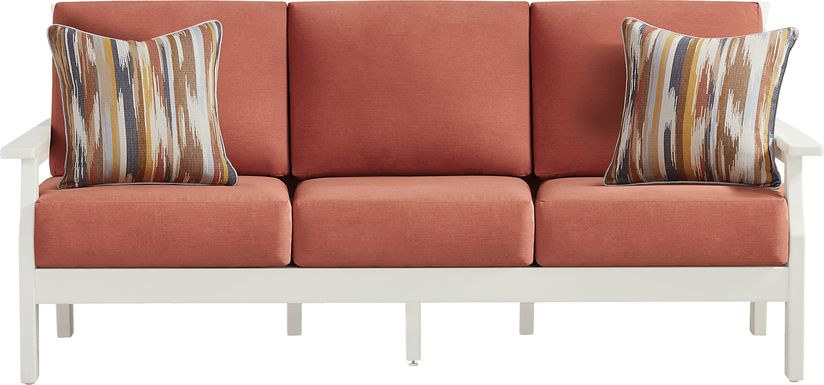Eastlake White Outdoor Sofa with Persimmon Cushions