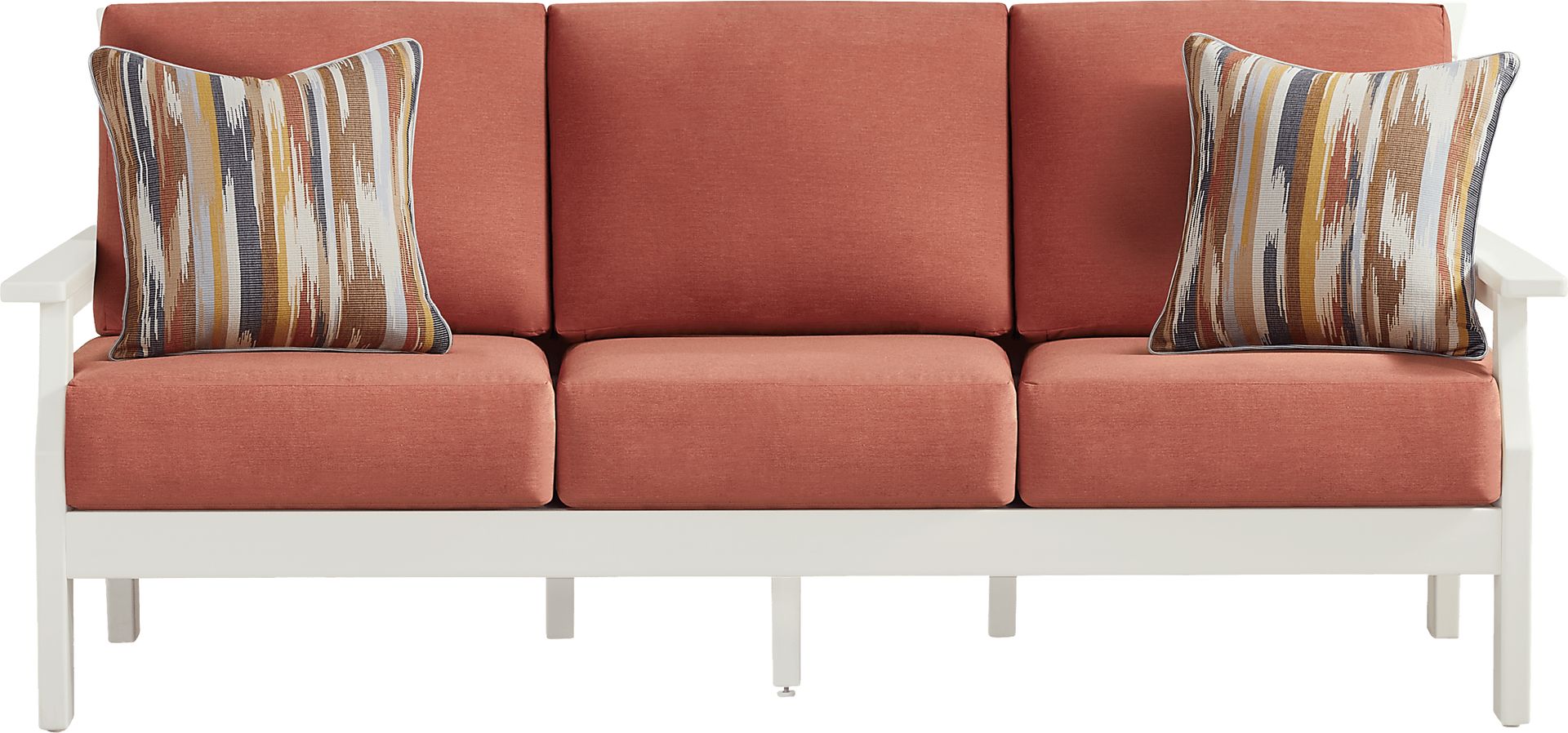 Eastlake White 4 Pc Outdoor Seating Set with Persimmon Cushions - Image 2