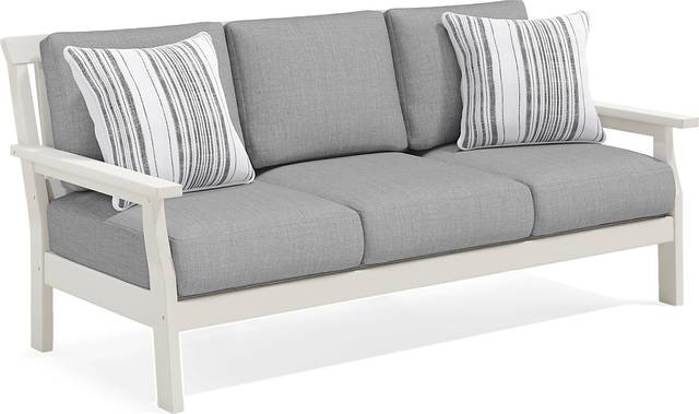Eastlake White 4 Pc Outdoor Seating Set with Pewter Cushions - Thumbnail - Image 3