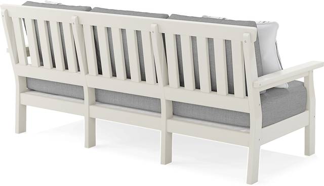 Eastlake White 4 Pc Outdoor Seating Set with Pewter Cushions - Thumbnail - Image 4