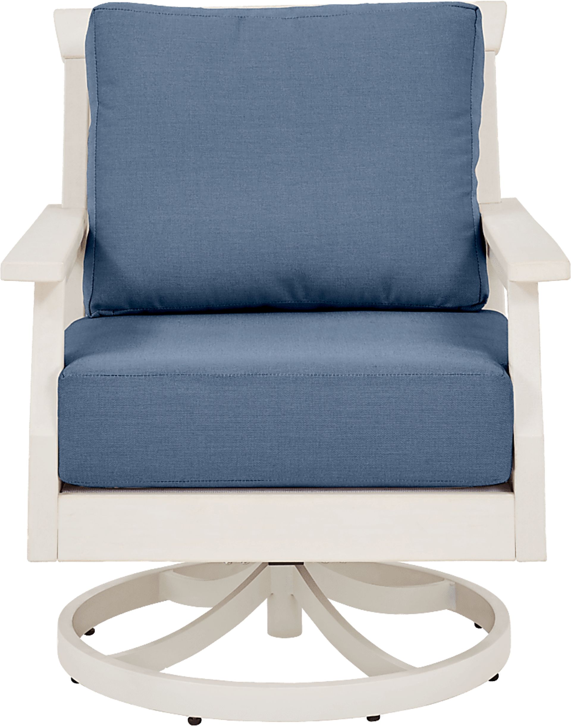 Eastlake White Outdoor Swivel Rocker Chair with Blueberry Cushions - Image 2