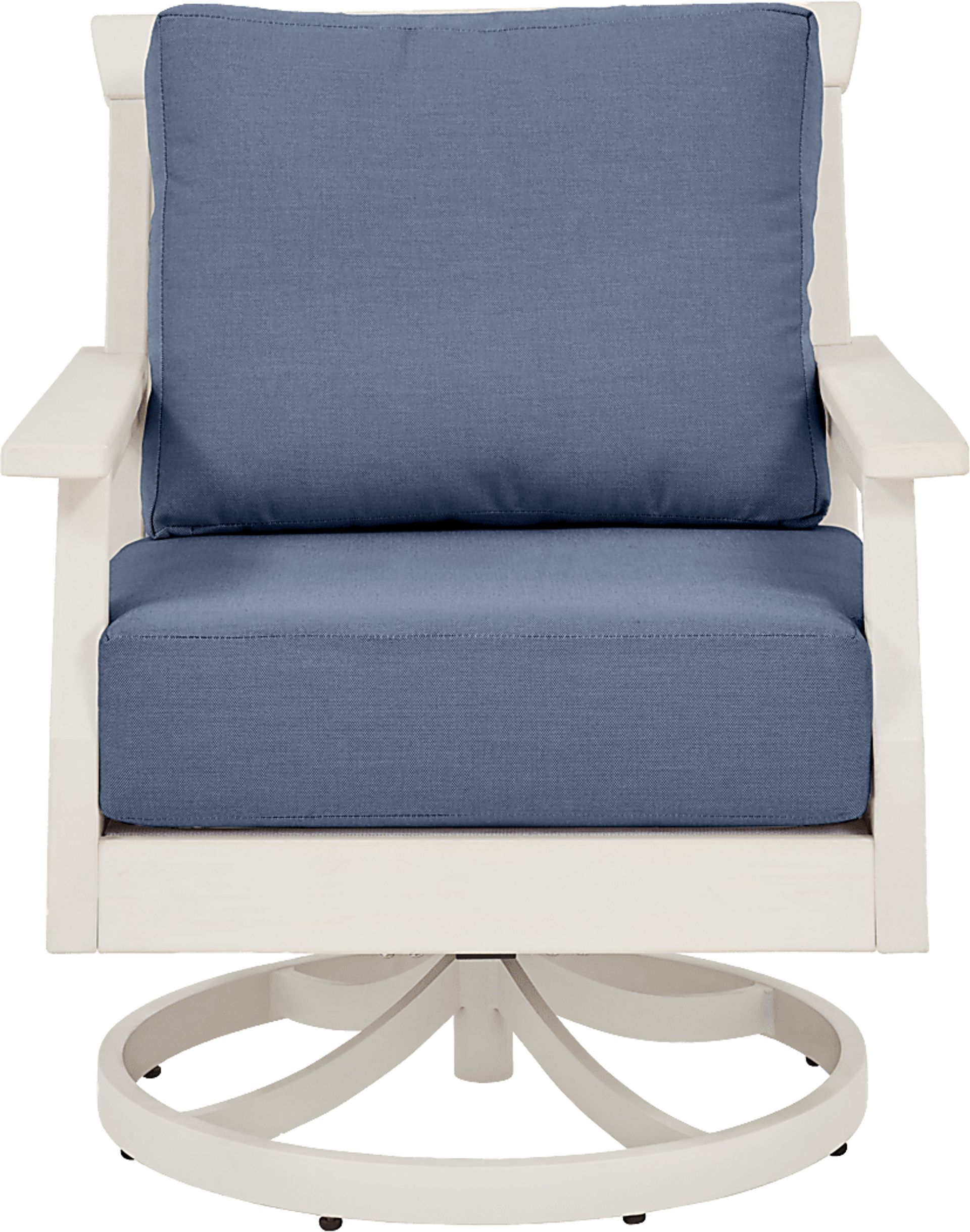 Eastlake White Outdoor Swivel Rocker Chair with Blueberry Cushions - Image 2
