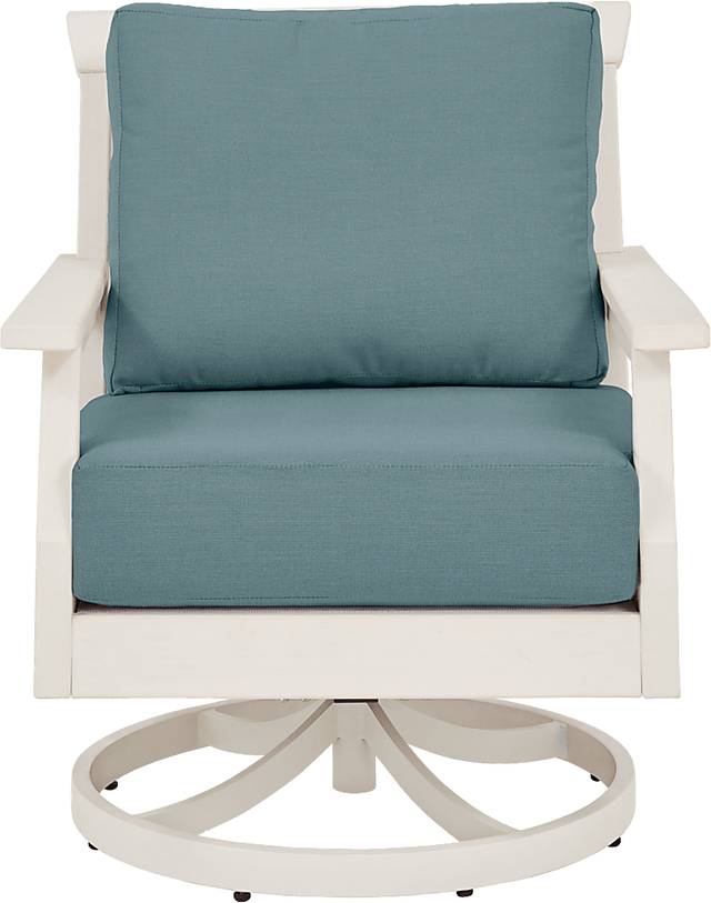 Eastlake White Outdoor Swivel Rocker Chair with Breeze Cushions - Thumbnail - Image 2