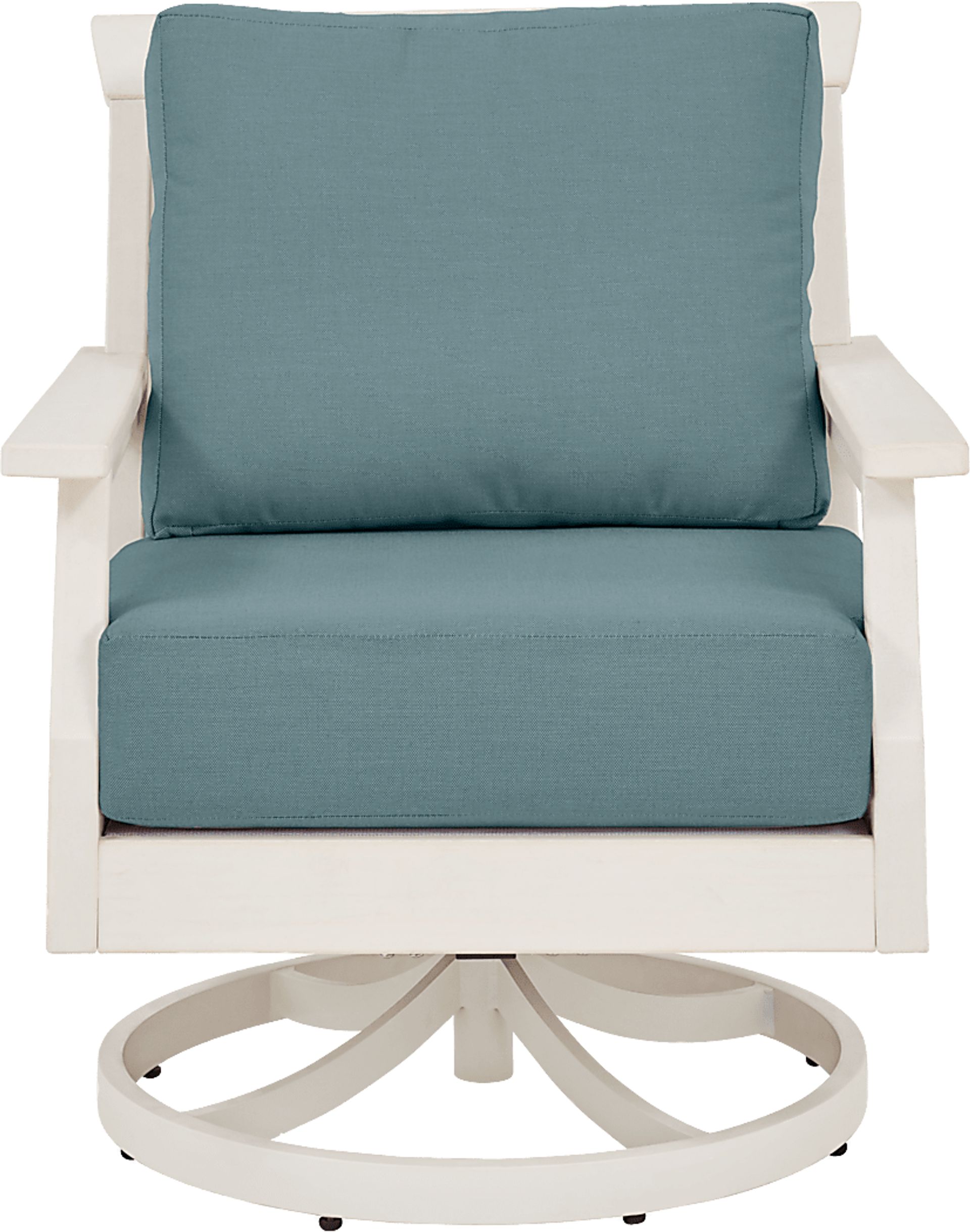 Eastlake White Outdoor Swivel Rocker Chair with Breeze Cushions - Image 2