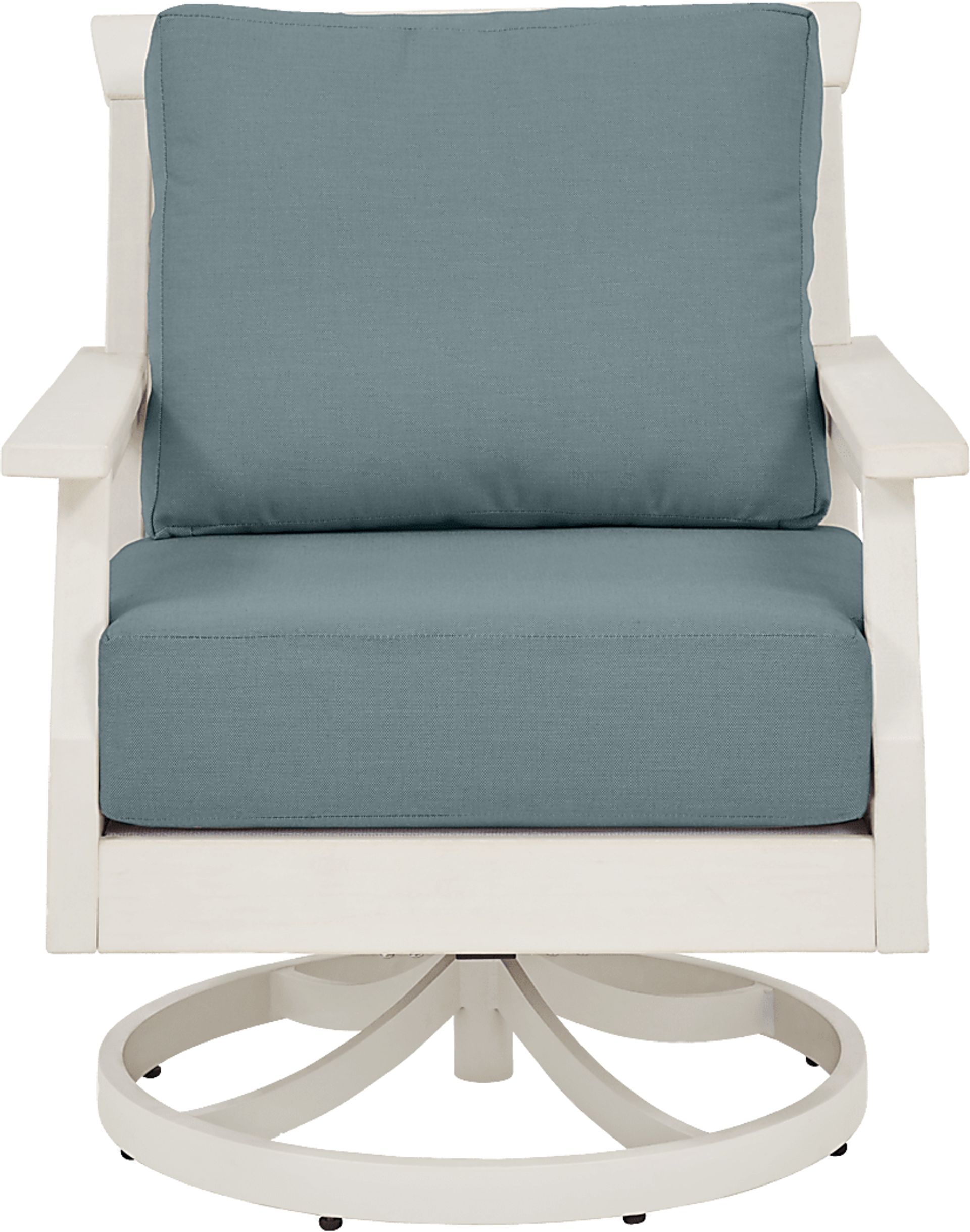 Eastlake White Outdoor Swivel Rocker Chair with Breeze Cushions - Image 2