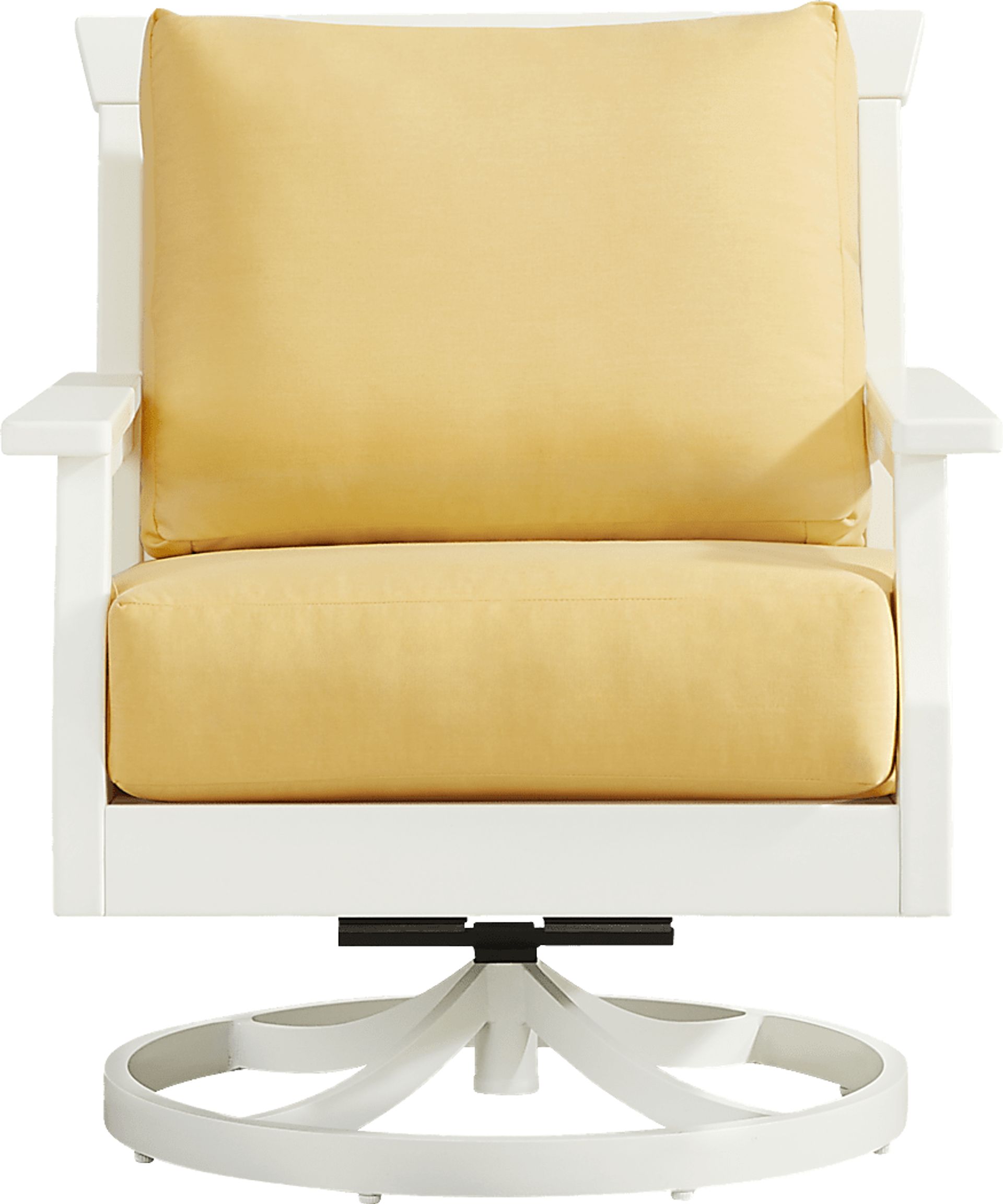 Eastlake White Outdoor Swivel Rocker Chair with Buttercup Cushions - Image 2