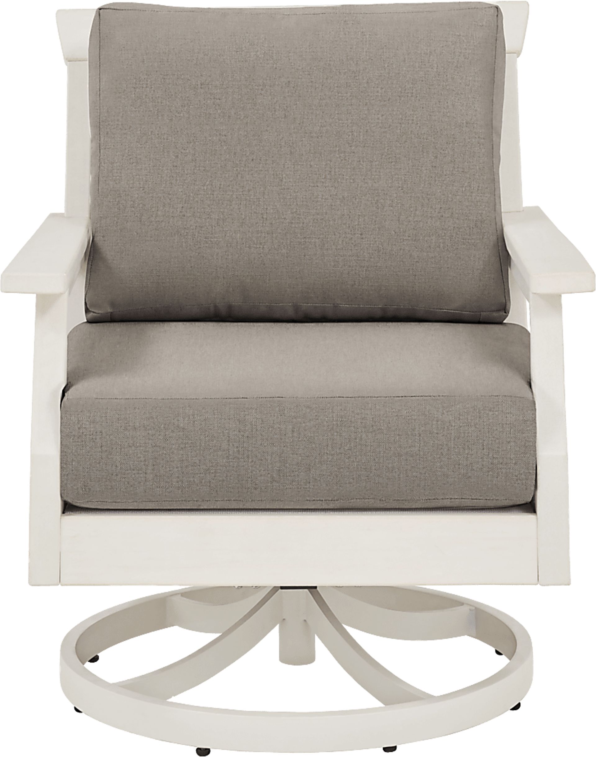 Eastlake White Outdoor Swivel Rocker Chair with Mushroom Cushion - Image 2