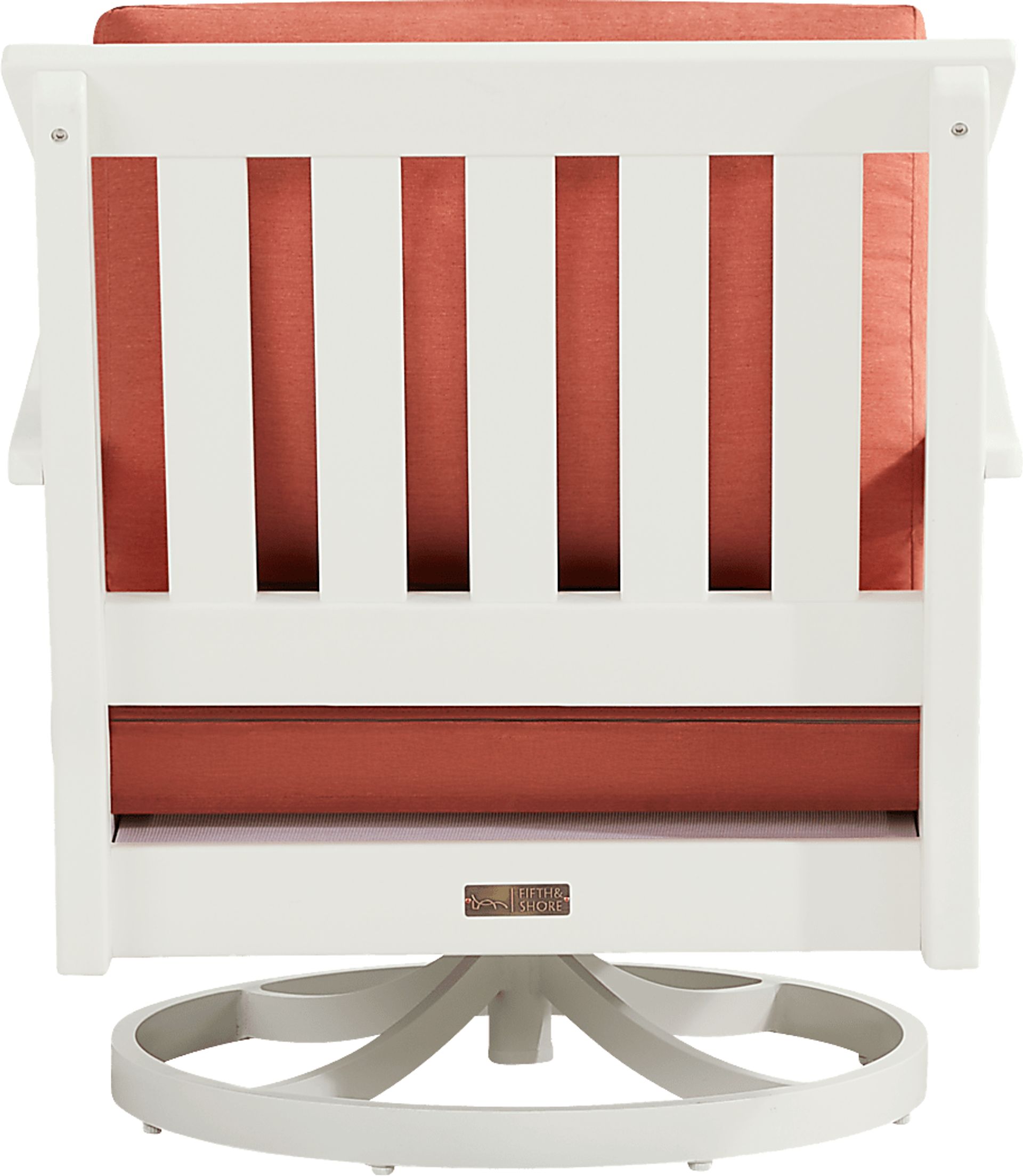 Eastlake White Outdoor Swivel Rocker Chair with Persimmon Cushions - Image 3