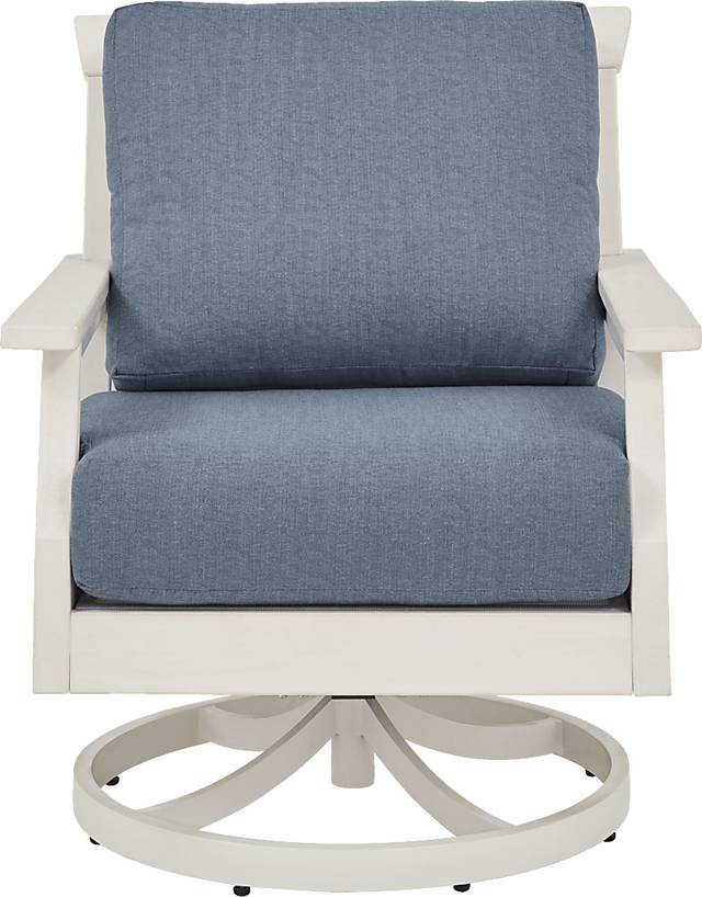Eastlake White Outdoor Swivel Rocker Chair with Agean Cushion - Thumbnail - Image 2