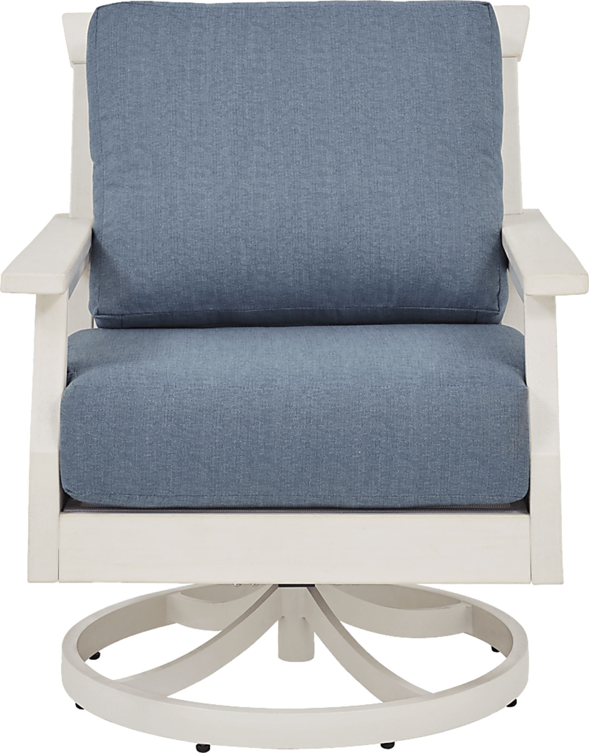 Eastlake White Outdoor Swivel Rocker Chair with Agean Cushion - Image 2