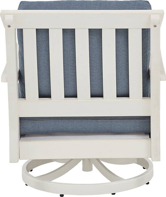 Eastlake White Outdoor Swivel Rocker Chair with Agean Cushion - Thumbnail - Image 3
