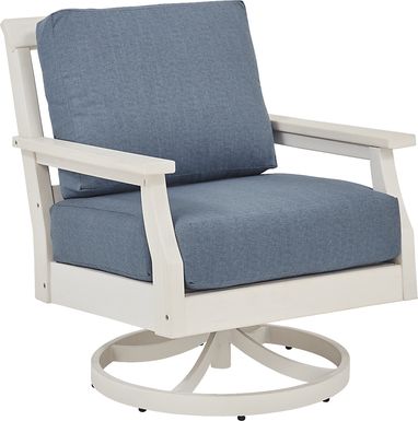 Eastlake White Outdoor Swivel Rocker Chair with Agean Cushion